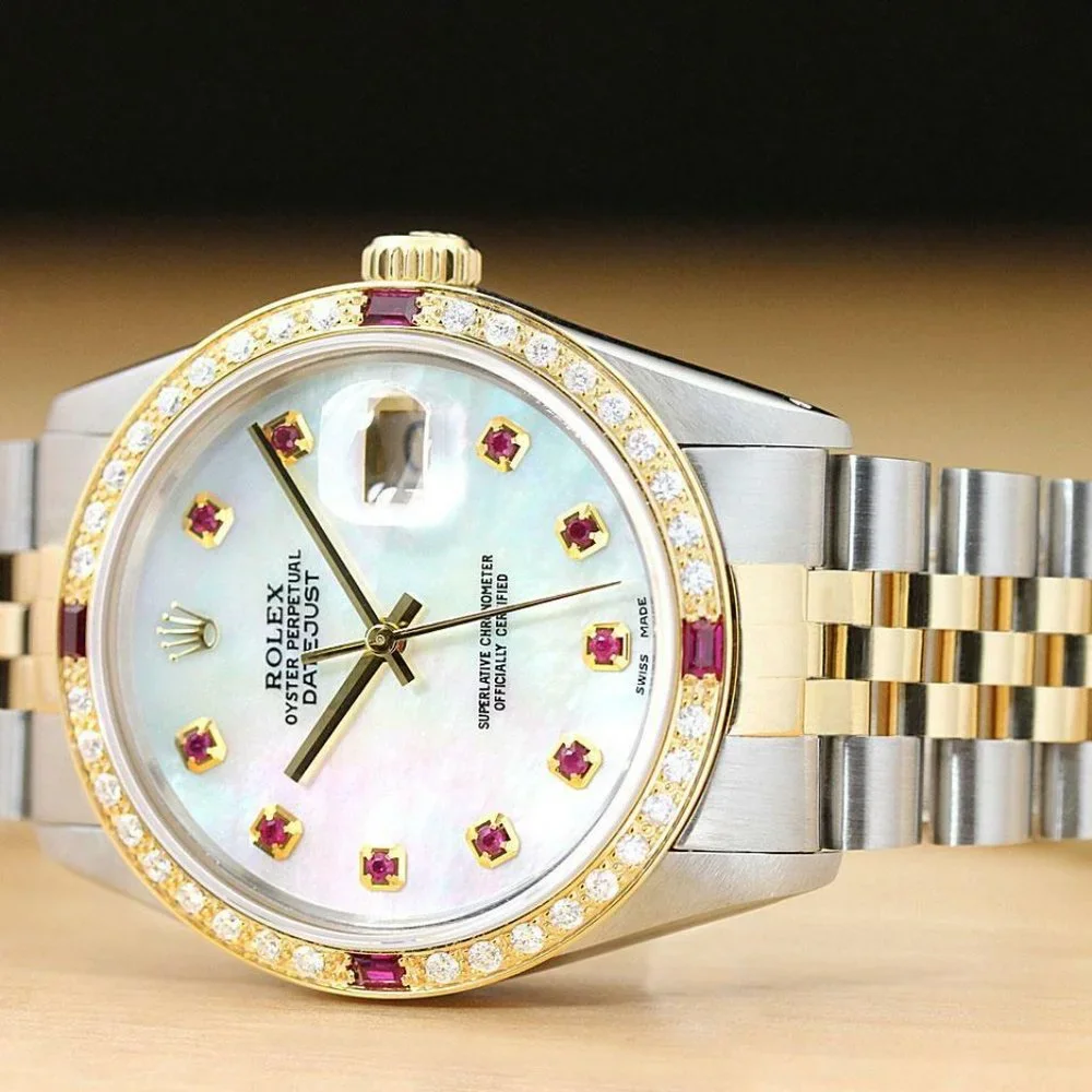Men's Rolex Ruby Dial 18kt Gold Datejust! MINT!!
